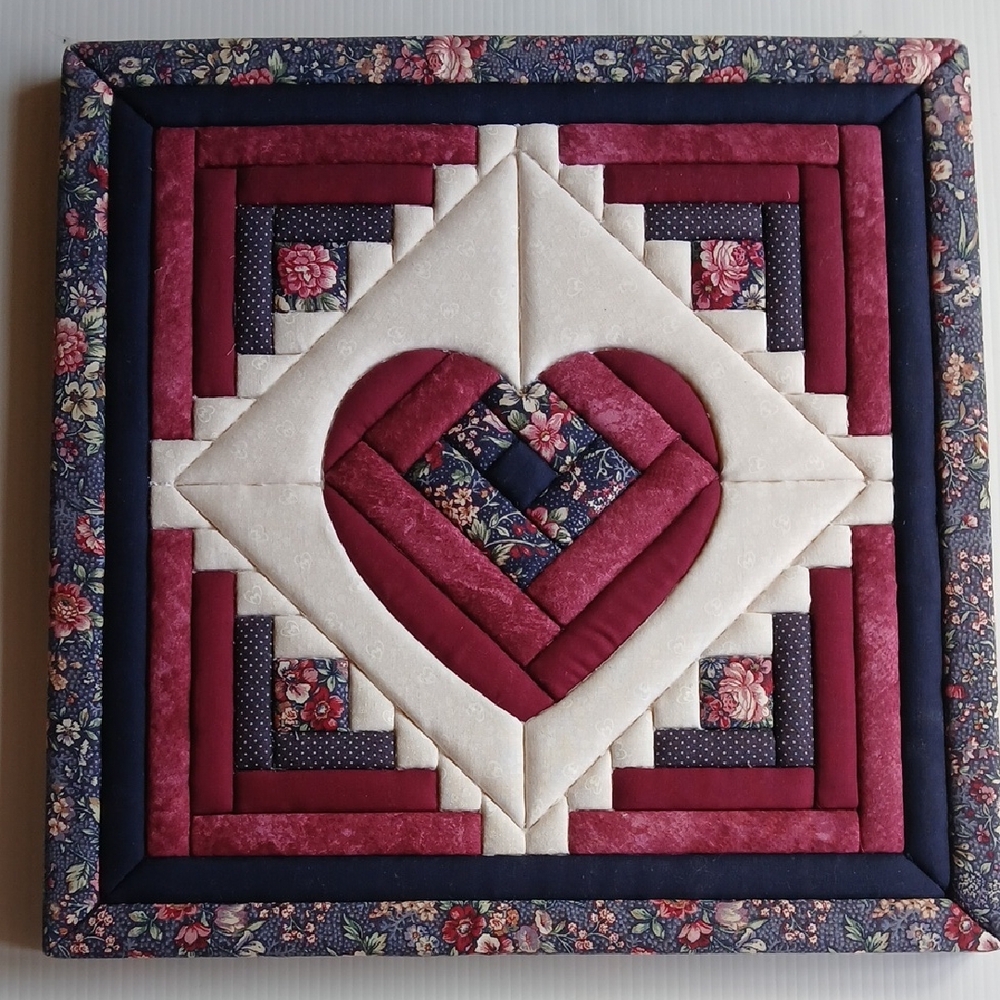 Handmade "Log Cabin Heart" Quilted Wall Decor